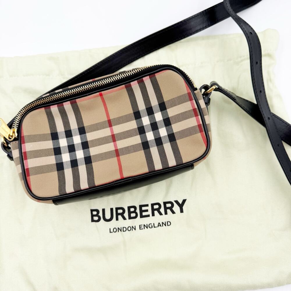 Burberry Vintage Check and Leather Mini Camera Bag Purse - Picture 15 of 15